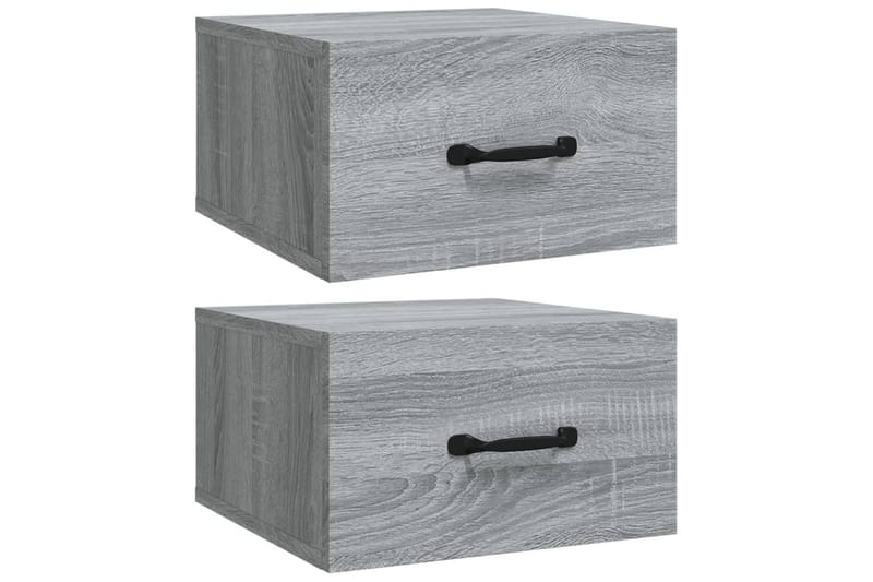 beBasic Veggmonterte nattbord 2 stk grå sonoma 35x35x20 cm - GrÃ¥ - Møbler - Bord - Avlastningsbord - Sengebord & nattbord