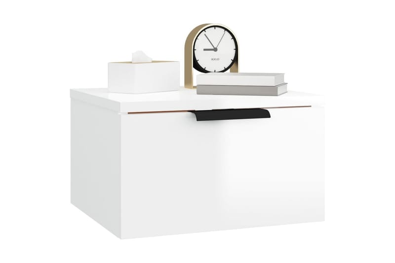 beBasic Veggmonterte nattbord 2 stk høyglans hvit 34x30x20 cm - Hvit - Møbler - Bord - Avlastningsbord - Sengebord & nattbord