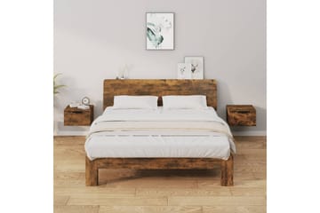 beBasic Veggmonterte nattbord 2 stk røkt eik 34x30x20 cm - Brun - Møbler - Bord - Avlastningsbord - Sengebord & nattbord