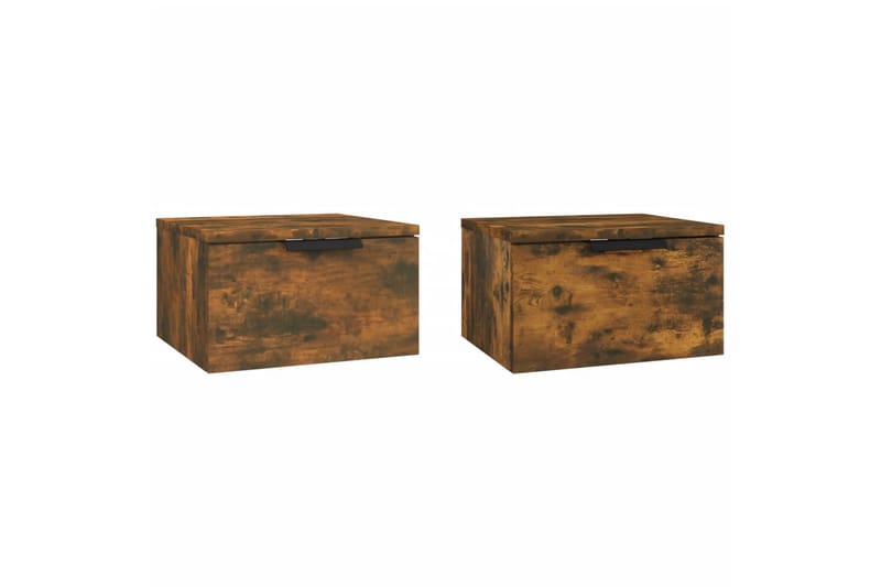 beBasic Veggmonterte nattbord 2 stk røkt eik 34x30x20 cm - Brun - Møbler - Bord - Avlastningsbord - Sengebord & nattbord