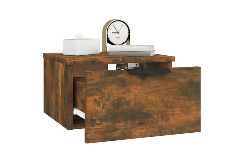 beBasic Veggmonterte nattbord 2 stk røkt eik 34x30x20 cm - Brun - Møbler - Bord - Avlastningsbord - Sengebord & nattbord