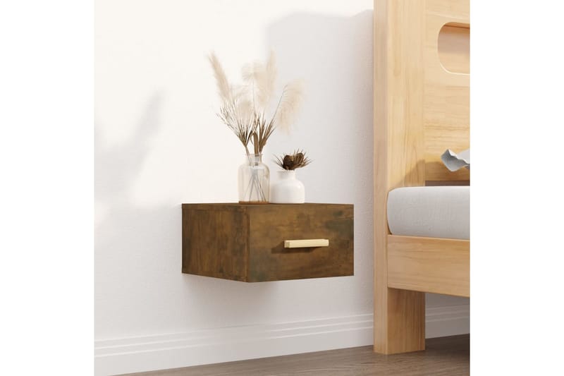 beBasic Veggmonterte nattbord 2 stk røkt eik 35x35x20 cm - Brun - Møbler - Bord - Avlastningsbord - Sengebord & nattbord
