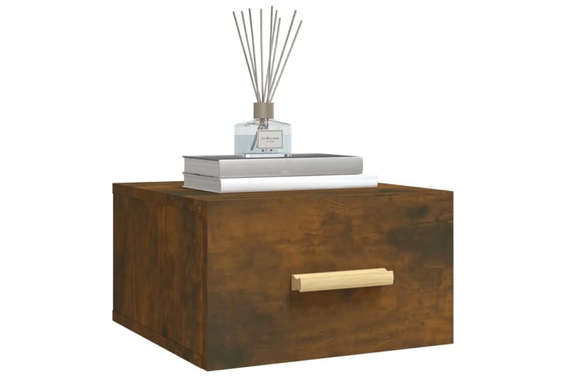 beBasic Veggmonterte nattbord 2 stk røkt eik 35x35x20 cm - Brun - Møbler - Bord - Avlastningsbord - Sengebord & nattbord