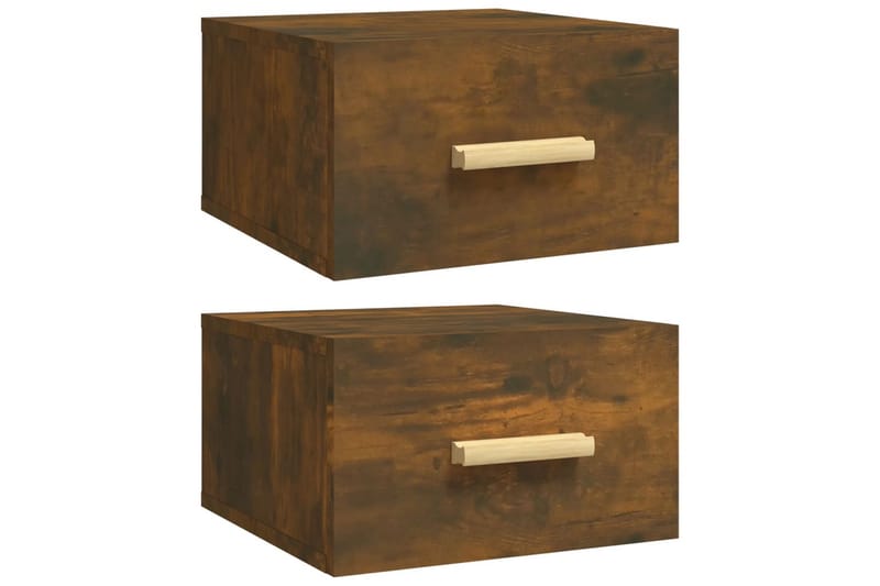 beBasic Veggmonterte nattbord 2 stk røkt eik 35x35x20 cm - Brun - Møbler - Bord - Avlastningsbord - Sengebord & nattbord