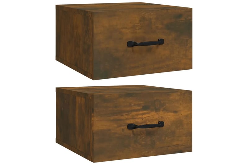 beBasic Veggmonterte nattbord 2 stk røkt eik 35x35x20 cm - Brun - Møbler - Bord - Avlastningsbord - Sengebord & nattbord