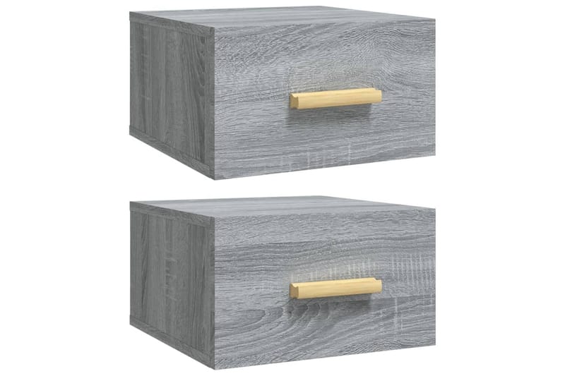 beBasic Veggmonterte nattbord 2 stk sonoma eik 35x35x20 cm - GrÃ¥ - Møbler - Bord - Avlastningsbord - Sengebord & nattbord