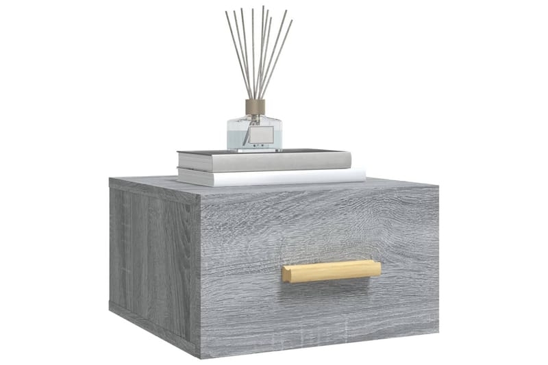 beBasic Veggmonterte nattbord 2 stk sonoma eik 35x35x20 cm - GrÃ¥ - Møbler - Bord - Avlastningsbord - Sengebord & nattbord