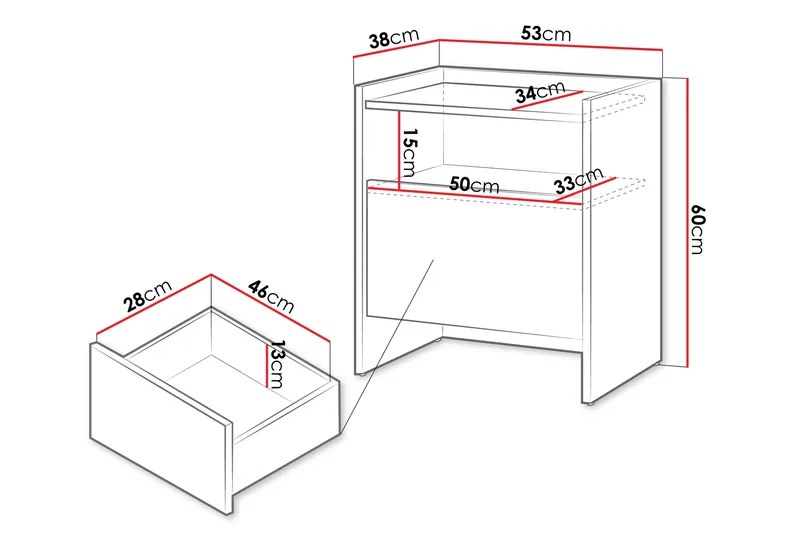 Bellia Sidebord 38 cm - Grå - Møbler - Bord - Avlastningsbord - Lampebord & sidebord