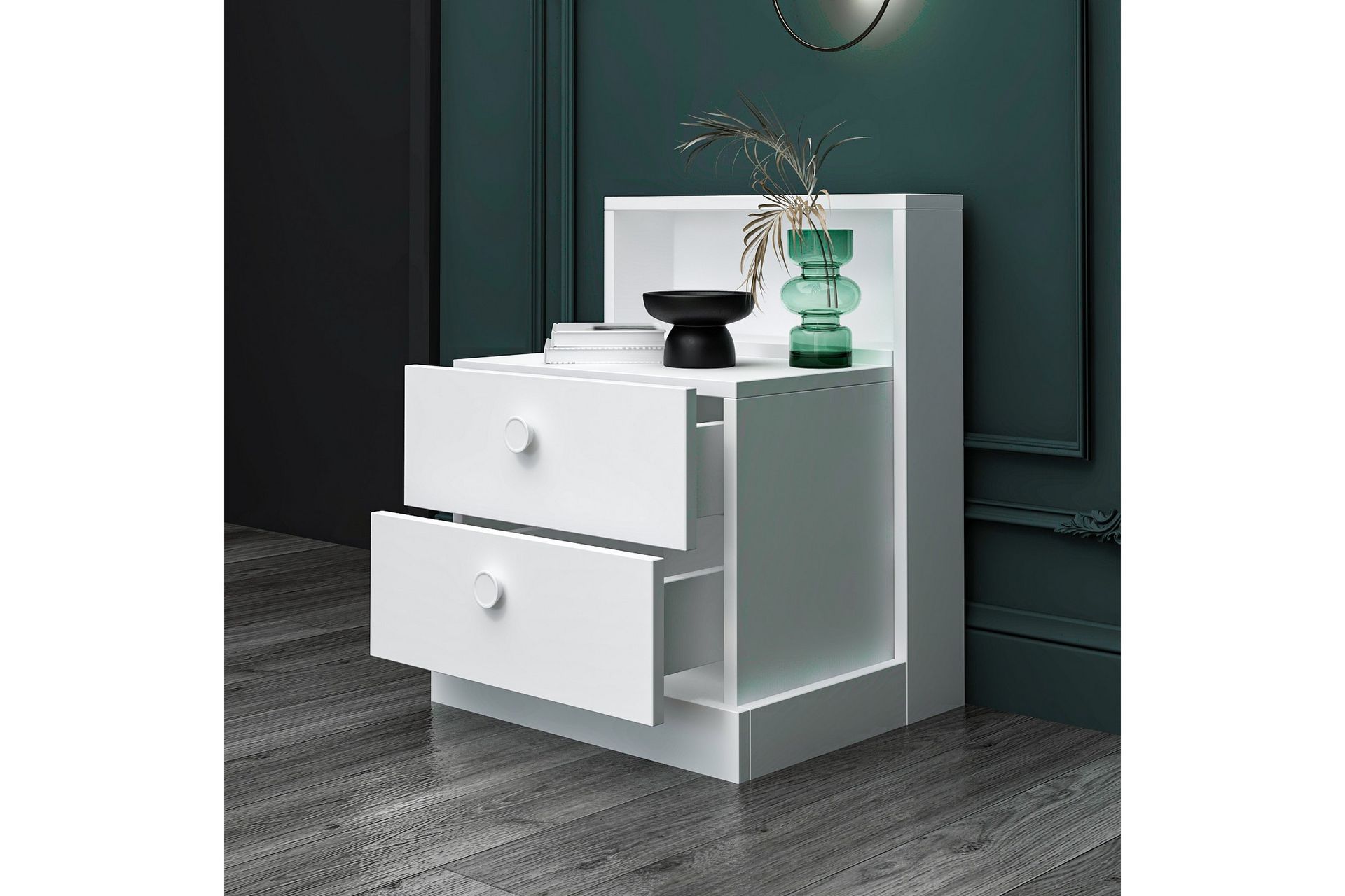 Berdez Nattbord 49 cm - Hvit - Møbler - Bord - Avlastningsbord - Sengebord & nattbord