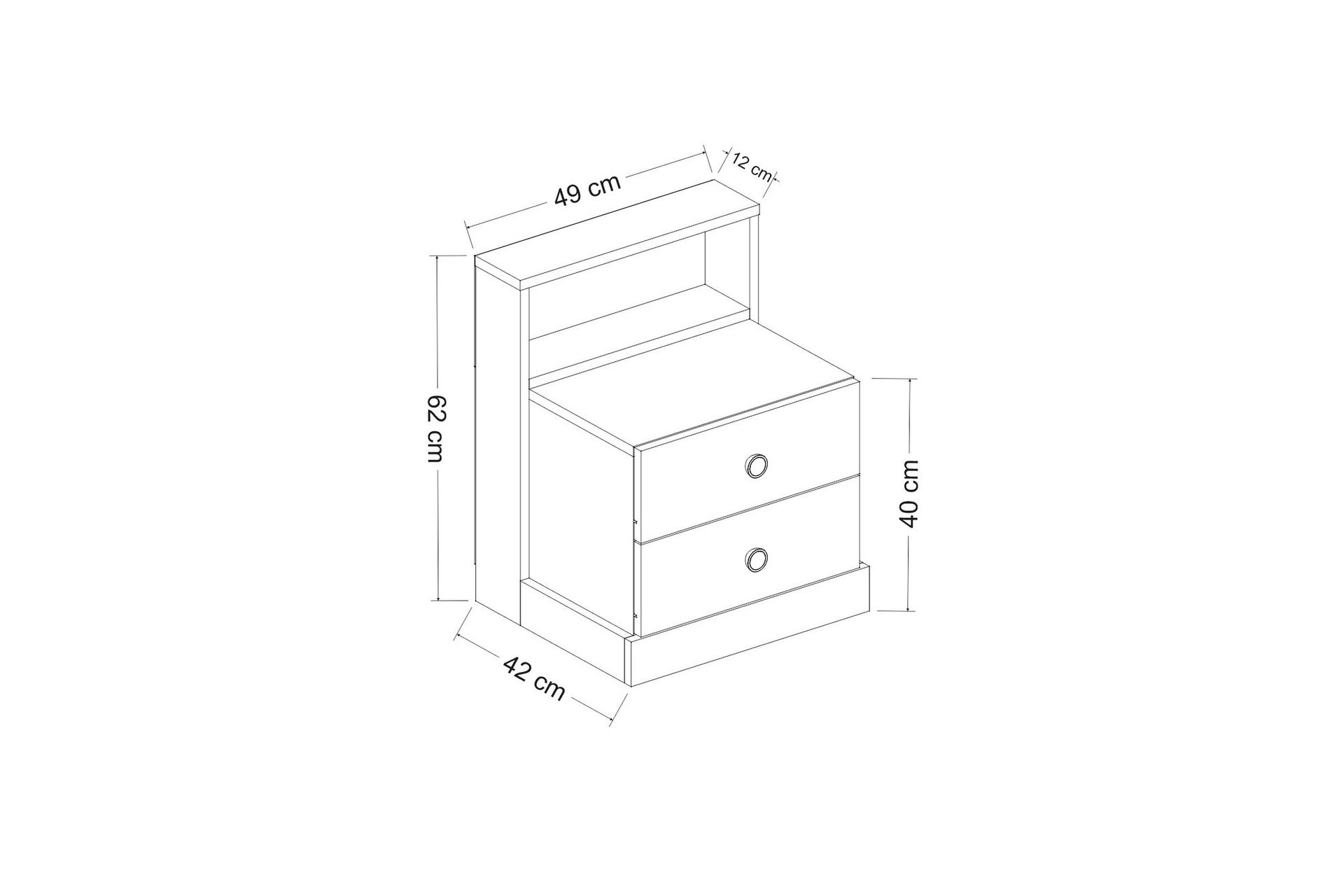 Berdez Nattbord 49 cm - Hvit - Møbler - Bord - Avlastningsbord - Sengebord & nattbord