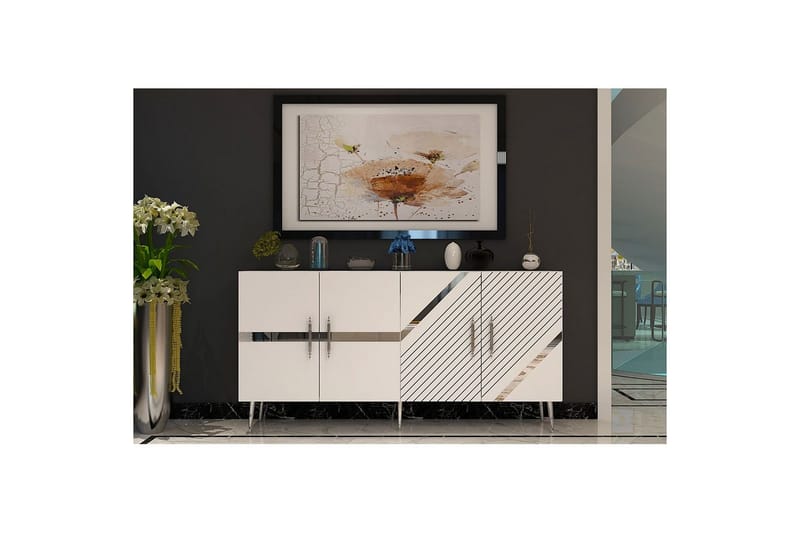 Bielany Konsollbord 150 cm - Hvit/Sølv - Møbler - Bord - Avlastningsbord - Gangbord