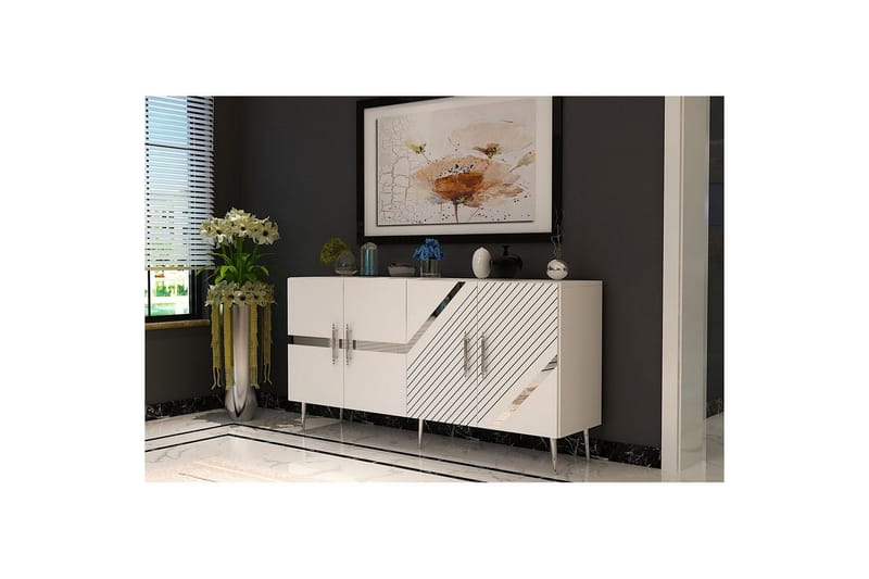 Bielany Konsollbord 150 cm - Hvit/Sølv - Møbler - Bord - Avlastningsbord - Gangbord