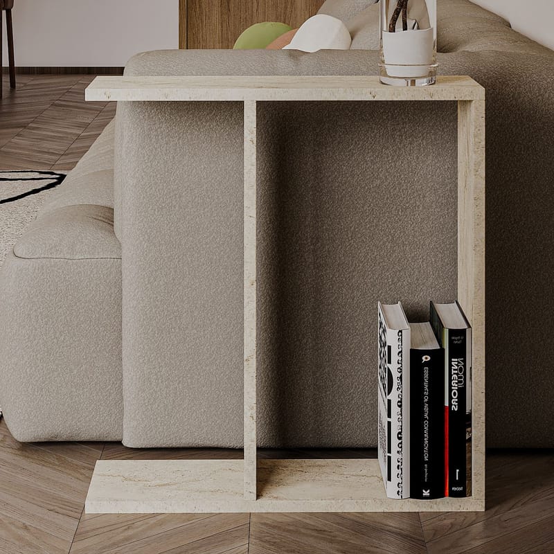 Bingdi Sidebord 60x60x60 cm - Travertin - Møbler - Bord - Avlastningsbord - Lampebord & sidebord