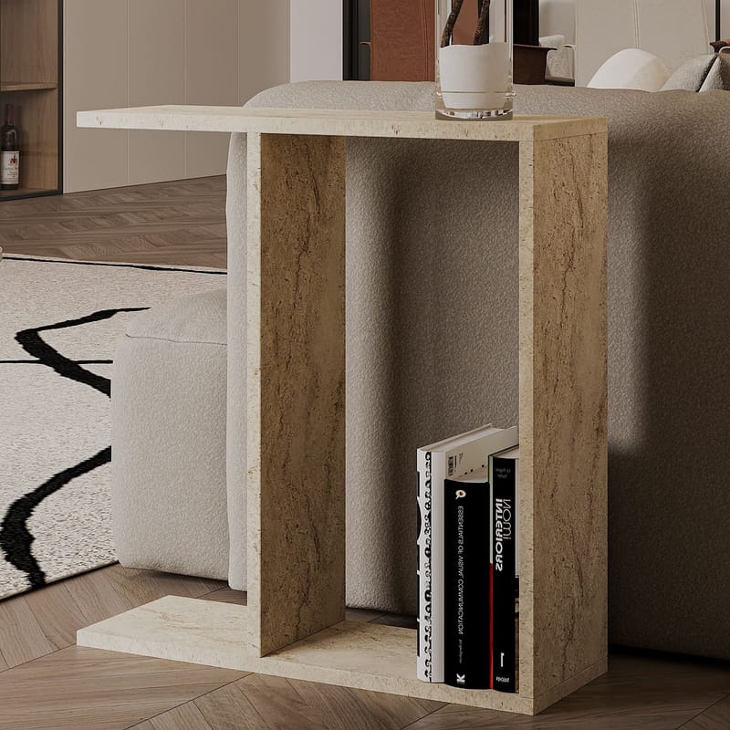 Bingdi Sidebord 60x60x60 cm - Travertin - Møbler - Bord - Avlastningsbord - Lampebord & sidebord