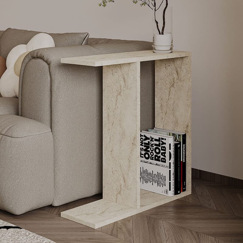 Bingdi Sidebord 60x60x60 cm - Travertin - Møbler - Bord - Avlastningsbord - Lampebord & sidebord