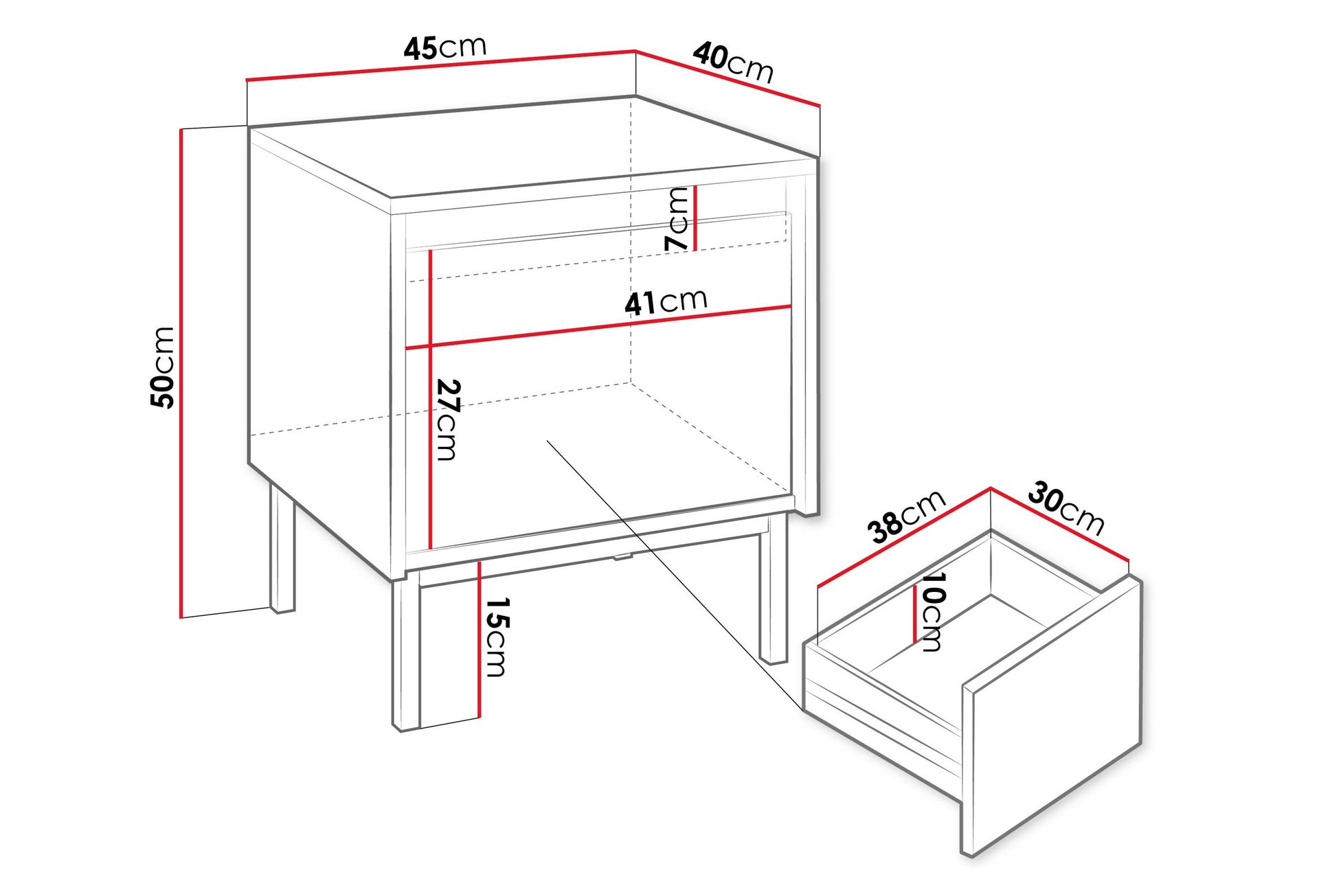 Bjurholm Nattbord 45 cm - Hvit - Møbler - Bord - Avlastningsbord - Sengebord & nattbord