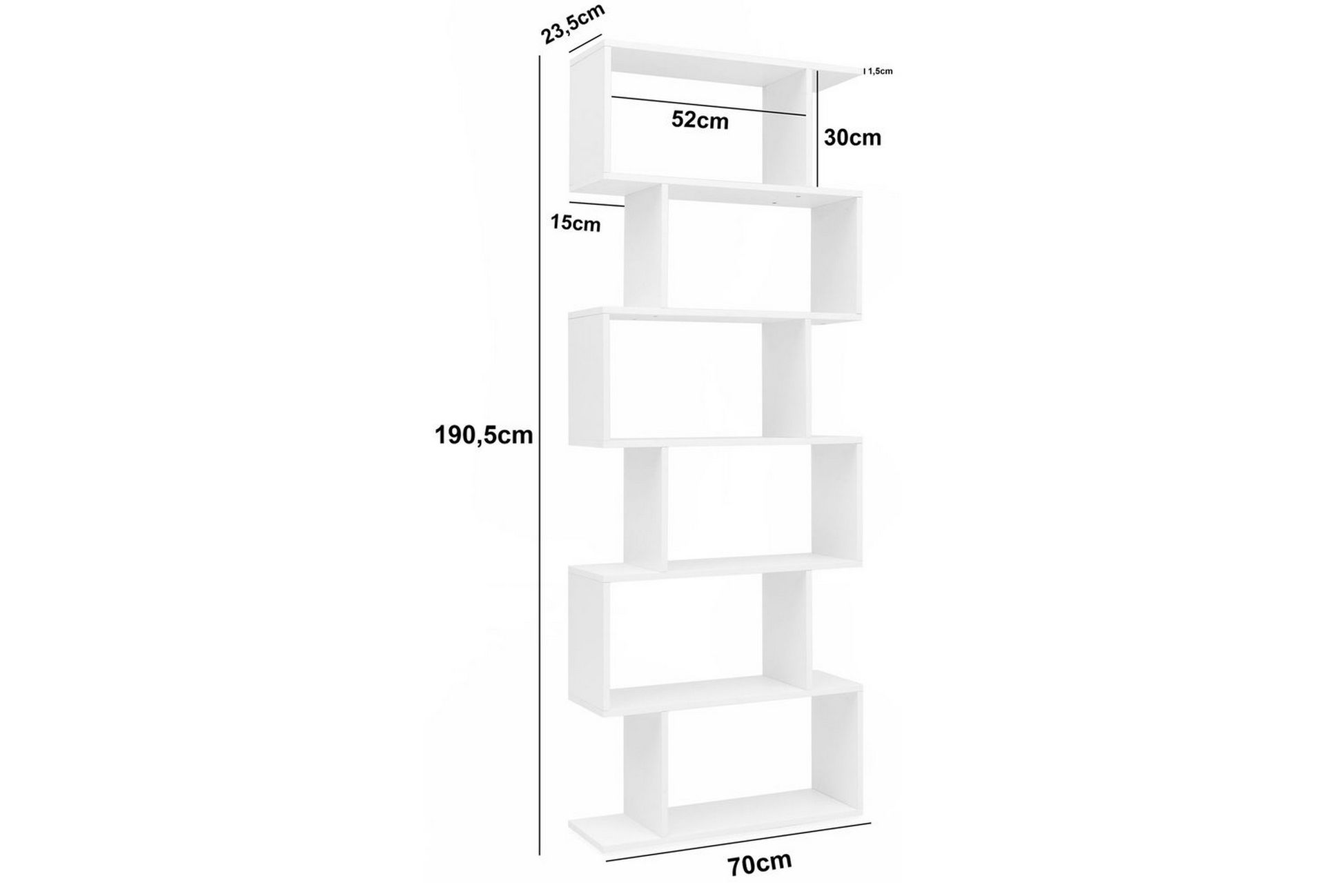 Bokhylle Wohnling Elegant med 6 forskjøvede oppbevaringshyller - Møbler - Bord - Avlastningsbord - Gangbord