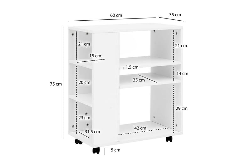 Bokhylle Wohnling mobil, moderne og enkel med forskjellige oppbevaringsrom Hvit - Hvit - Oppbevaring - Hyller - Hylleplan & hyllekonsoll