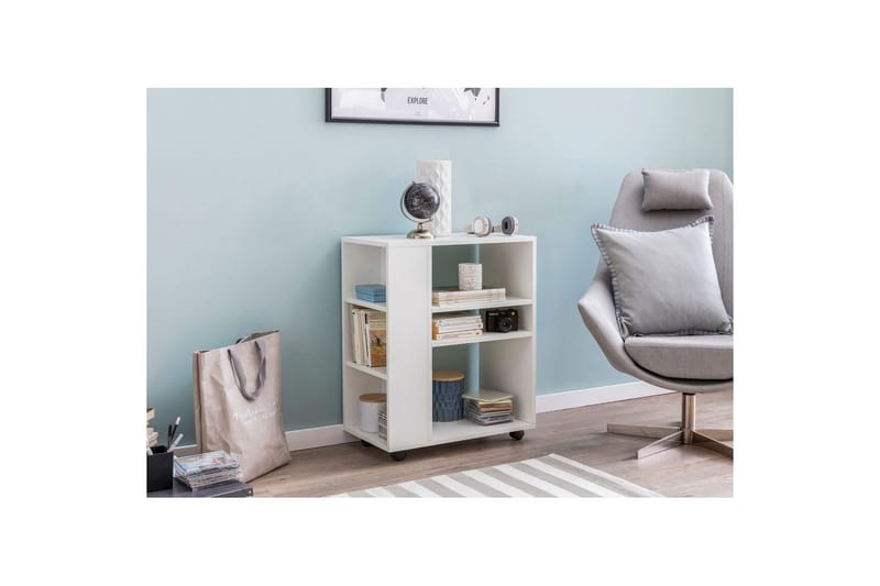 Bokhylle Wohnling mobil, moderne og enkel med forskjellige oppbevaringsrom Hvit - Hvit - Oppbevaring - Hyller - Hylleplan & hyllekonsoll