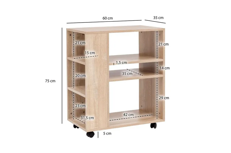 Bokhylle Wohnling mobil, moderne og enkel med forskjellige oppbevaringsrom Sonoma - Sonoma - Oppbevaring - Oppbevaringsmøbler - Kommode - Skuffeseksjon