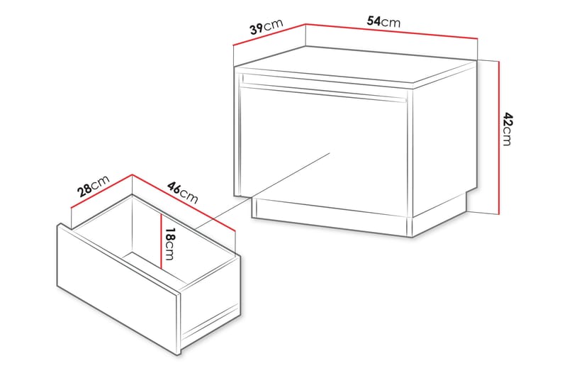 Bolstan Nattbord 54 cm - Hvit - Møbler - Bord - Avlastningsbord - Sengebord & nattbord