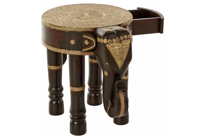 Bence Sidebord 40 cm Rundt - Brun/Gull - Møbler - Bord - Avlastningsbord - Brettbord og småbord