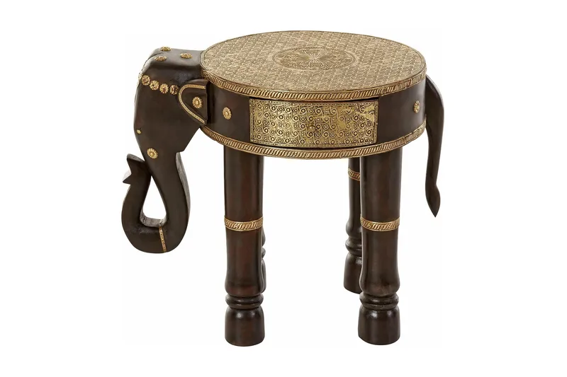 Bence Sidebord 40 cm Rundt, Brun/Gull