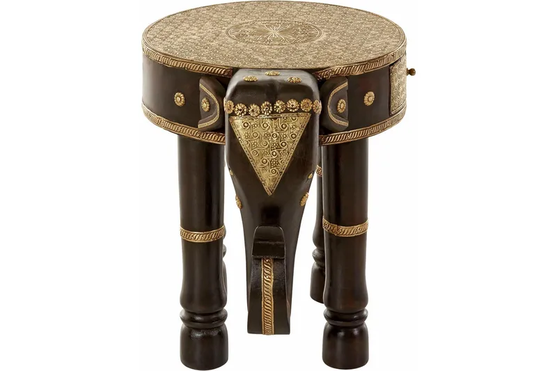 Bence Sidebord 40 cm Rundt - Brun/Gull - Møbler - Bord - Avlastningsbord - Brettbord og småbord