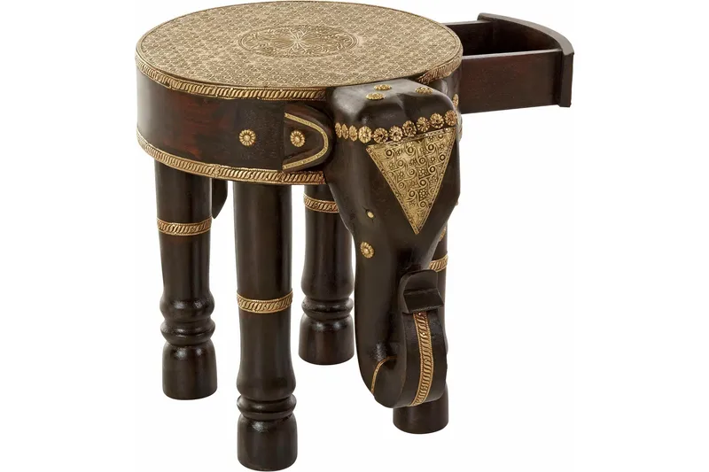 Bence Sidebord 40 cm Rundt - Brun/Gull - Møbler - Bord - Avlastningsbord - Brettbord og småbord