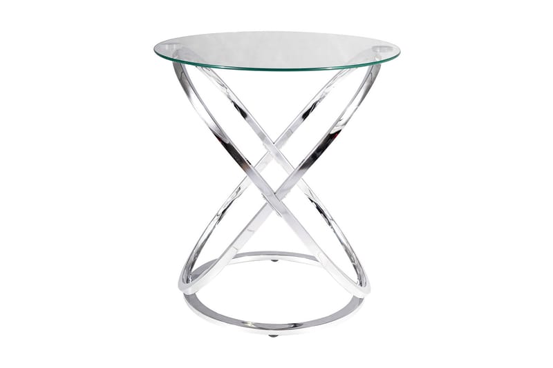 Eosan Sidebord 52 cm Rundt - Glass/Sølv - Lampebord & sidebord - Brettbord og småbord