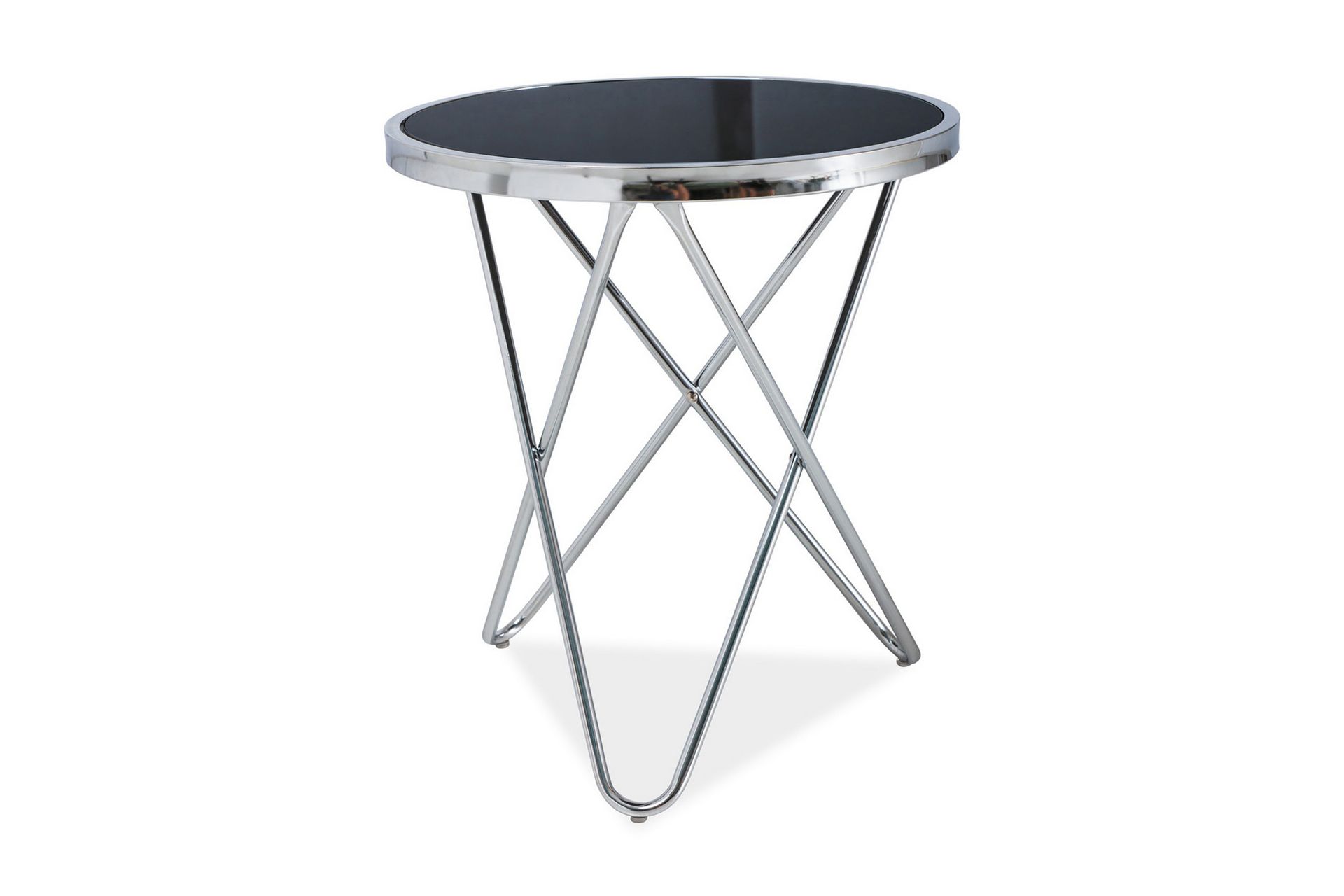 Fabina Sidebord 45 cm Rundt - Glass/Svart/Sølv - Møbler - Bord - Avlastningsbord - Brettbord og småbord