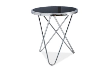 Fabina Sidebord 45 cm Rundt - Glass/Svart/Sølv - Møbler - Bord - Avlastningsbord - Brettbord og småbord