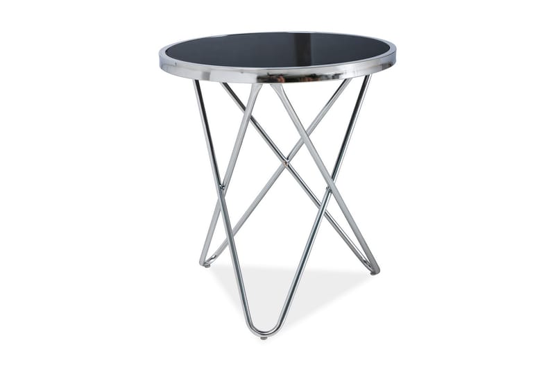 Fabina Sidebord 45 cm Rundt - Glass/Svart/S�ølv - Lampebord & sidebord - Brettbord og småbord