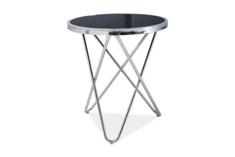 Fabina Sidebord 45 cm Rundt - Glass/Svart/Sølv - Møbler - Bord - Avlastningsbord - Brettbord og småbord