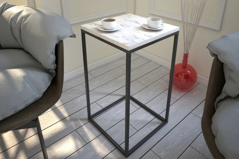 Falan Avlastningsbord 35 cm - Hvit/Svart - Møbler - Bord - Avlastningsbord - Brettbord og småbord