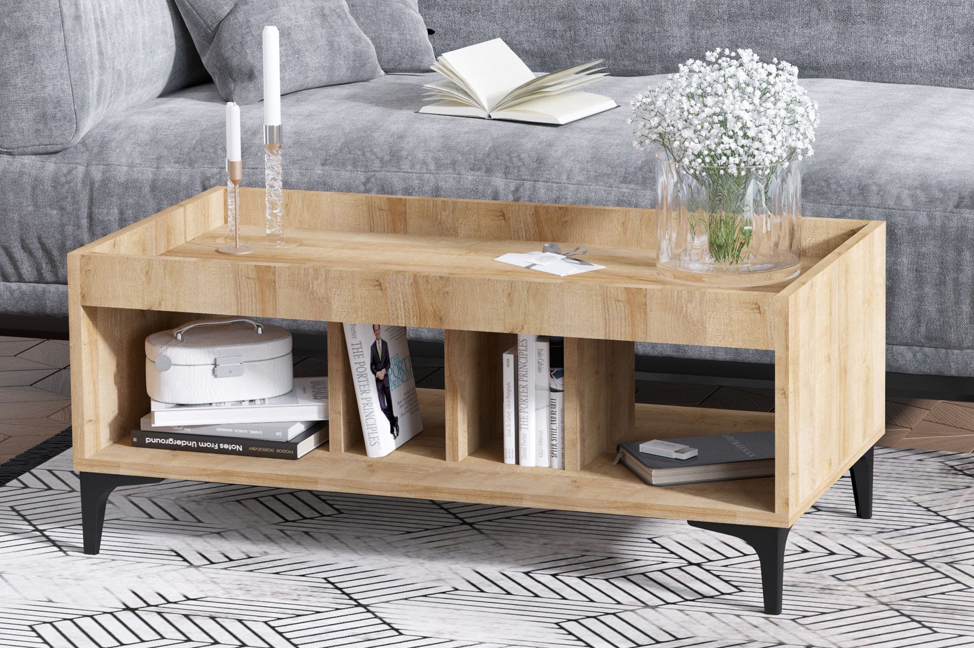 Kamulu Brettbord 100 cm - Natur / Svart - Møbler - Bord - Avlastningsbord - Brettbord og småbord