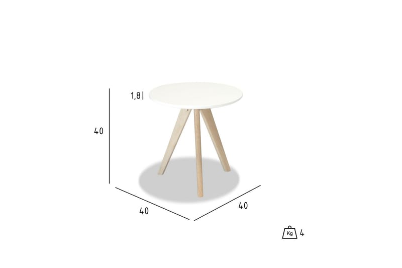 Life Sidebord 40 cm Rundt - Hvit - Lampebord & sidebord - Brettbord og småbord