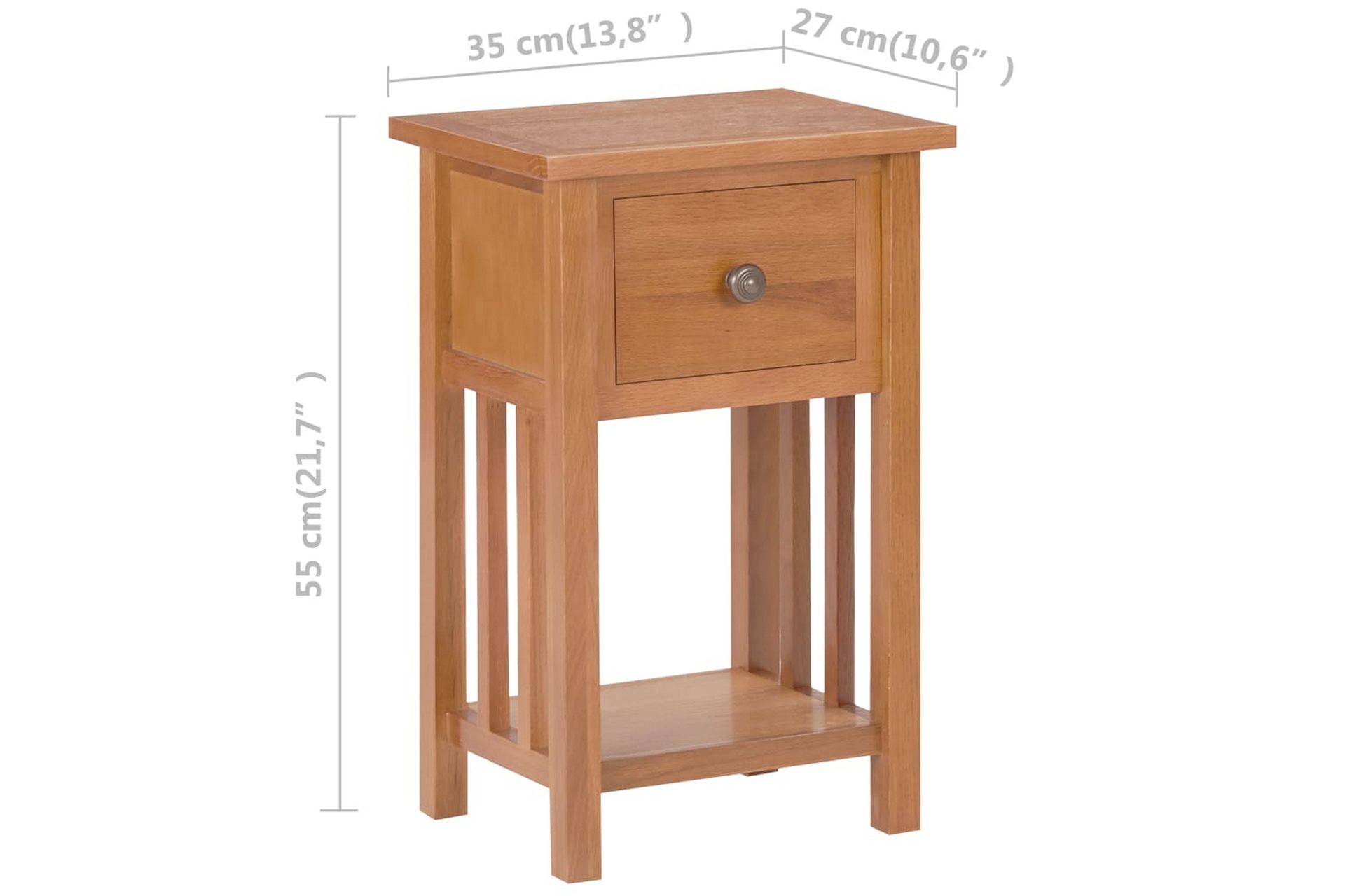 Magasinbord med skuff 35x27x55 cm heltre eik - Møbler - Bord - Avlastningsbord - Brettbord og småbord