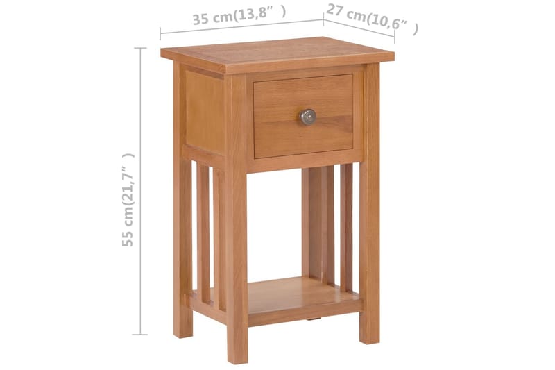 Magasinbord med skuff 35x27x55 cm heltre eik - Møbler - Bord - Avlastningsbord - Brettbord og småbord