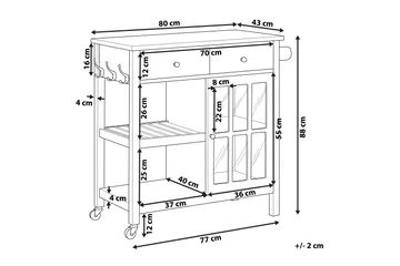 Manesseno Serveringsvogn 80 cm - Grå - Møbler - Bord - Avlastningsbord - Brettbord og småbord