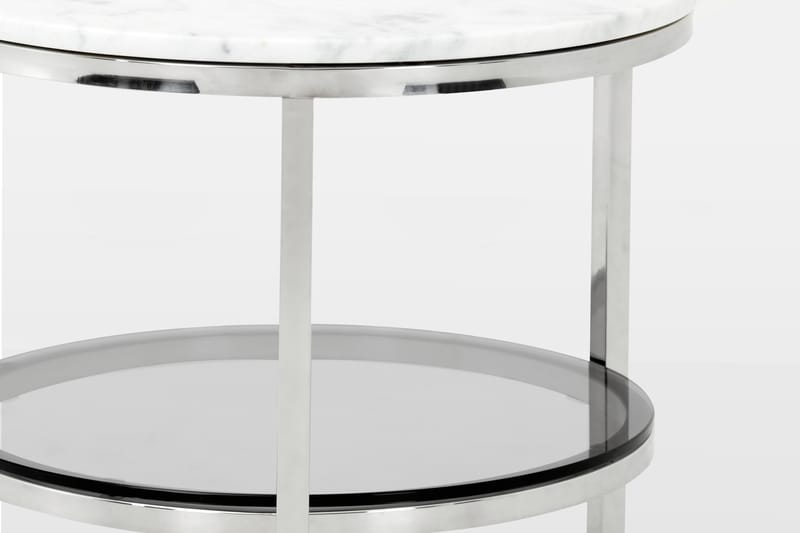 Marise Sidebord 50 cm Rundt - Hvit/Stål - Lampebord & sidebord - Brettbord og småbord
