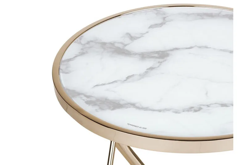 Meerah Sidebord Marmoreffekt, Hvit