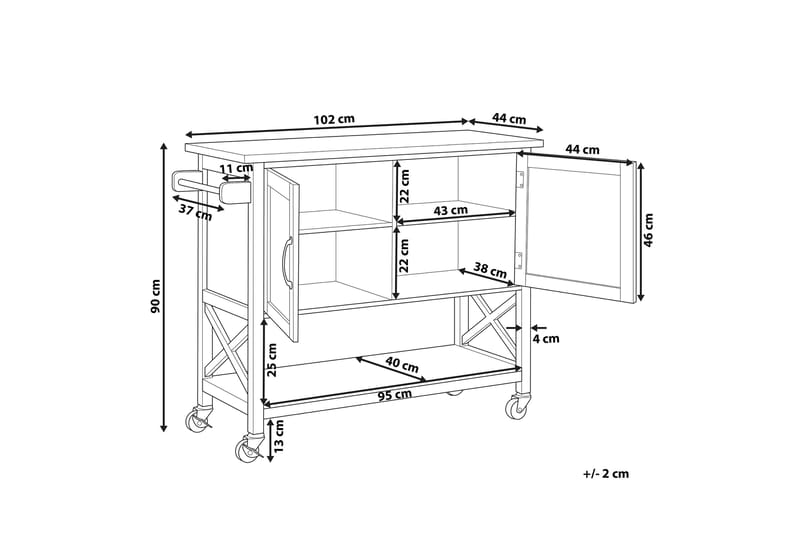 Melesse Serveringsvogn 102 cm - Hvit - Lampebord & sidebord - Brettbord og småbord
