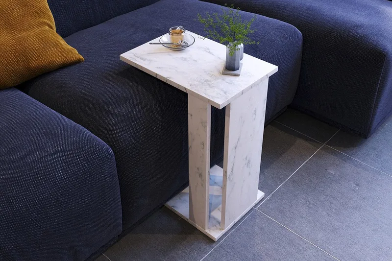 Mellberg Sidebord - Hvit/Marmor - Møbler - Bord - Avlastningsbord - Brettbord og småbord