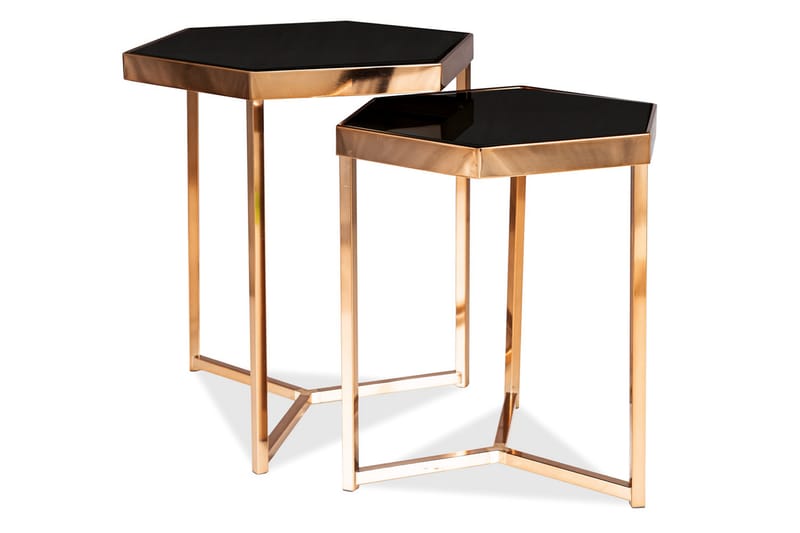 Milose Settbord 48 cm Hexagon - Glass/Gull - Møbler - Bord - Avlastningsbord - Brettbord og småbord