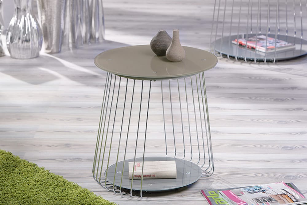 Nanette Sidebord 50 cm Rundt - Glass/Krom - Møbler - Bord - Avlastningsbord - Brettbord og småbord