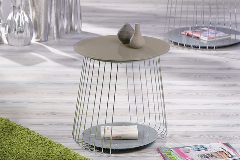Nanette Sidebord 50 cm Rundt - Glass/Krom - Møbler - Bord - Avlastningsbord - Brettbord og småbord