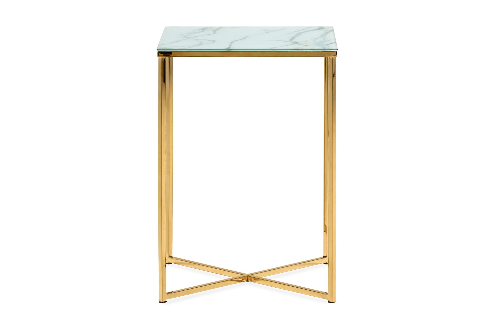 Nelly Sidebord 45 cm - Hvit/Messing - Møbler - Bord - Avlastningsbord - Brettbord og småbord