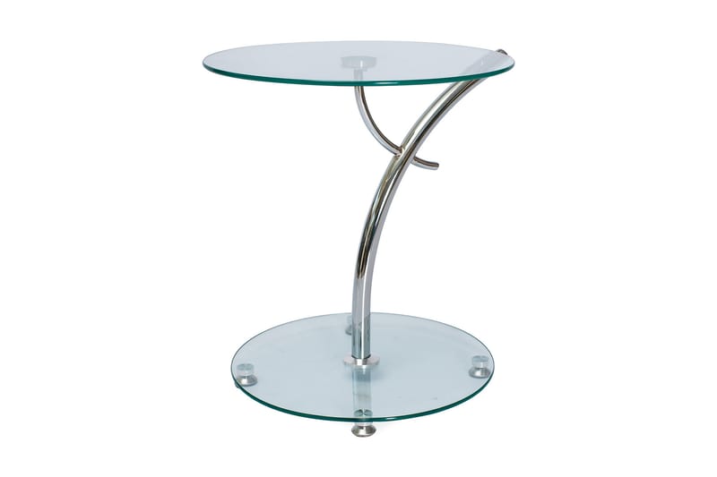 Puntale Sidebord 50 cm Rundt - Glass/Sølv - Lampebord & sidebord - Brettbord og småbord