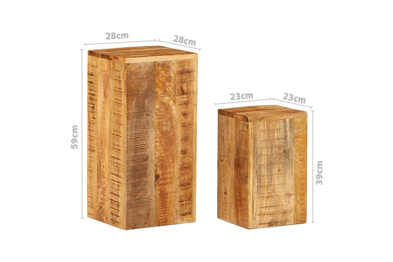 Sidebord 2 stk heltre mango - Brun - Møbler - Bord - Avlastningsbord - Brettbord og småbord